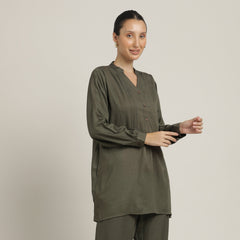 Rumi Pintuck Tunic - Olive Green
