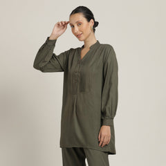 Rumi Pintuck Tunic - Olive Green