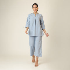Sherry Co-Ord Set Of 2 - Tunic & Pants - Dusty Blue