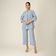 Sherry Co-Ord Set Of 2 - Tunic & Pants - Dusty Blue