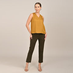 Demi Set Of 3 - Jacket, Top & Pants - Coffee Brown, Mustard & Olive