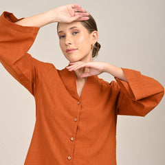 Demi Mid Length Shirt Jacket - Autumn Rust