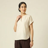 Rumi Linen Top - Beige
