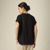 Rumi Linen Top - Black