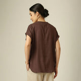 Rumi Linen Top - Coffee