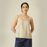 Scoop It Up Round Neck Top - Greige