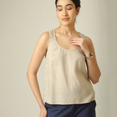 Scoop It Up Round Neck Top - Greige