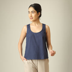 Scoop It Up Round Neck Top - Navy