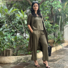 Dakota Set of 3 - Long Shirt, Inner & Pants - Olive Green & Forest Green