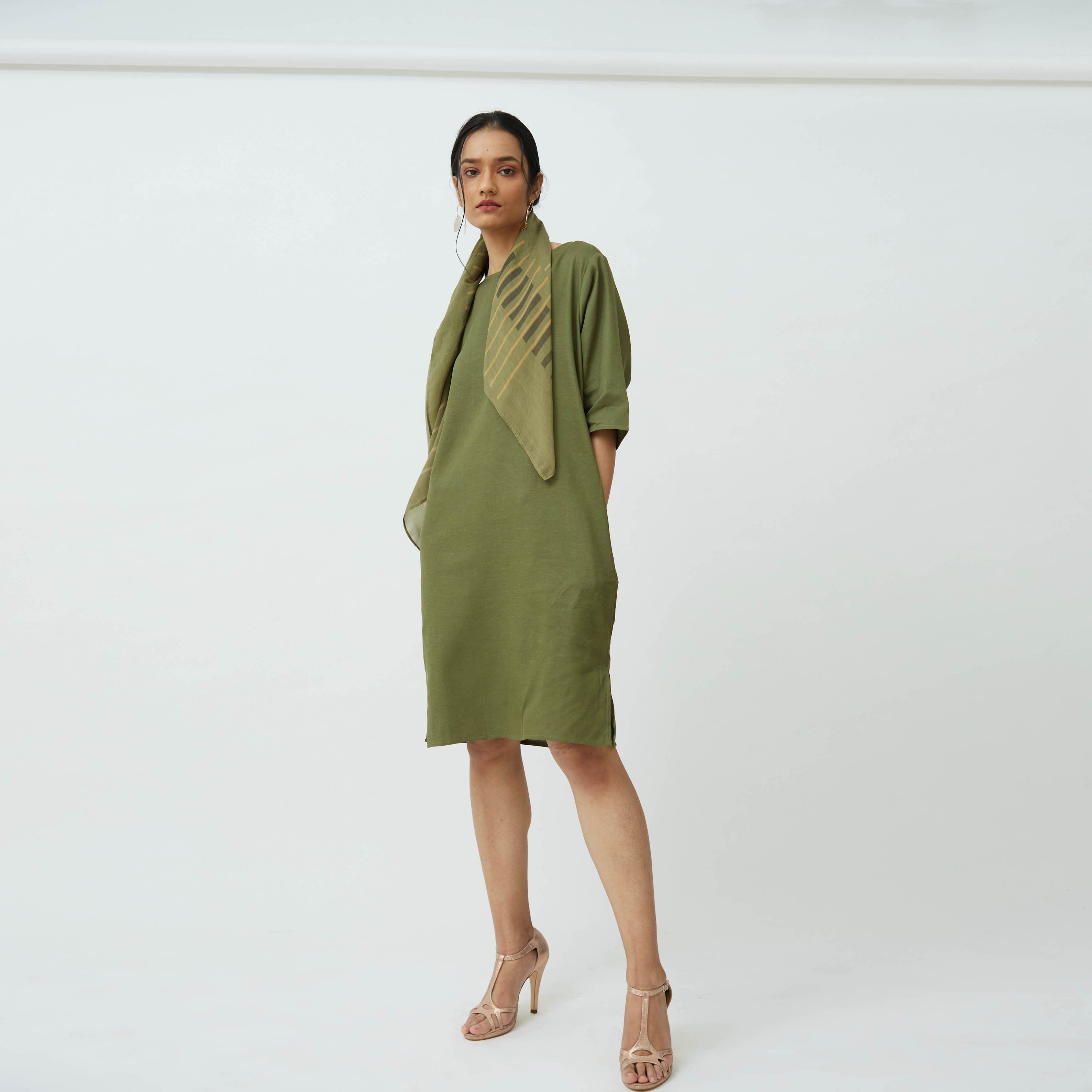 Cos Womens Long Green Dress With Pocket S