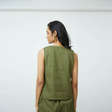 Shell V-Neck Top - Sap Green
