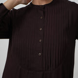 Esther Pintuck Yoke Tunic Dress - Coffee Brown