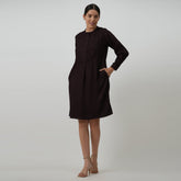 Esther Pintuck Yoke Tunic Dress - Coffee Brown
