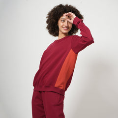 Color Block Transition Sweatshirt - Maroon