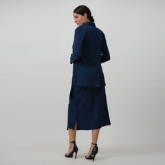 Donna Skirt Set of 3 - Wrap Skirt, Shell Top & Jacket - Navy Blue & Coffee Brown