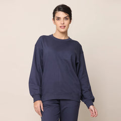 Limited Edition - Balloon Sleeve Sweatshirt - Navy Blue