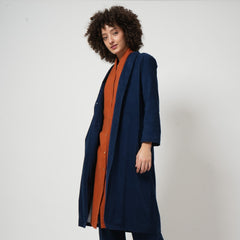 Long Coat - Navy Corduroy
