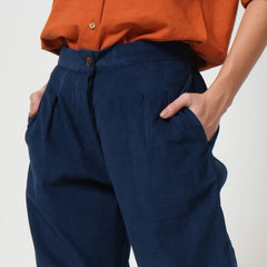 Long Leg Pants - Navy Blue Corduroy
