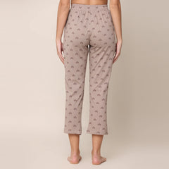 Pajama Pants - Taupe With All Over Pine Tree Print
