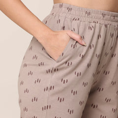 Pajama Pants - Taupe With All Over Pine Tree Print