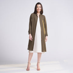 Jackie Set of 2 - Overlay & Dress - Olive & Ecru