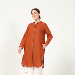 Long Shirt - Autumn Rust With Contrast Edging - Limited Edition