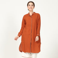 Long Shirt - Autumn Rust With Contrast Edging - Limited Edition