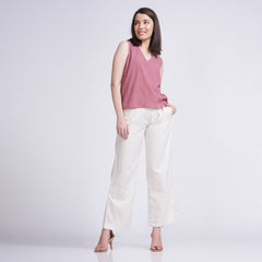 Shell V-Neck Top - Dusty Pink