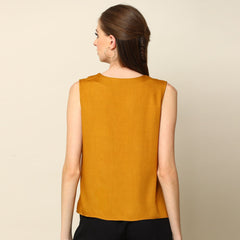 Shell V-Neck Top - Mustard