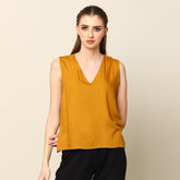 Shell V-Neck Top - Mustard