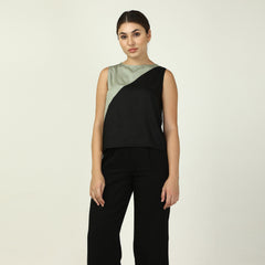 Color Block Top - Sage & Black