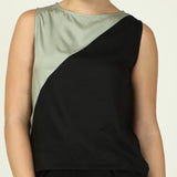 Color Block Top - Sage & Black