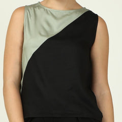 Color Block Top - Sage & Black