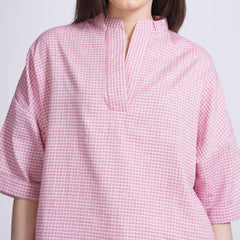 Kimono Top - Pastel Pink Check