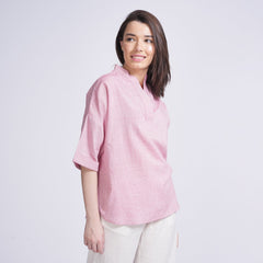Kimono Top - Pastel Pink Check