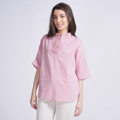 Kimono Top - Pastel Pink Check