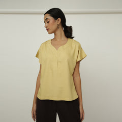 FLAP NECK TOP - Yellow