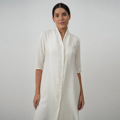 Dakota Co-ord Set - Long Shirt & Pants - Textured White