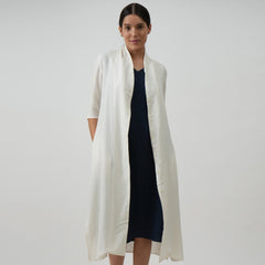 Dakota Set Of 2 - Long Shirt Jacket & Dress - Textured White & Navy Blue