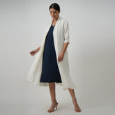 Dakota Set Of 2 - Long Shirt Jacket & Dress - Textured White & Navy Blue