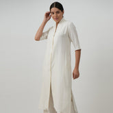 Dakota Long Shirt Jacket - Soft Textured White