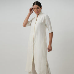 Dakota Long Shirt Jacket - Soft Textured White