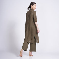 Dakota Co-ord Set - Long Shirt & Pants - Olive