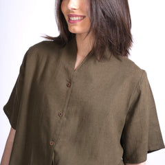 Klara Wrap Collar Shirt - Olive
