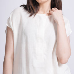 Alice Half Placket Top - Ecru