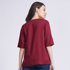 Diana Set of 2 - Top & Pants - Maroon & Navy Blue