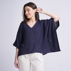 Rhys Set Of 2 - Kaftan Top & Pants - Navy & Ecru