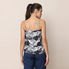 Oh Slip Top - Black & White Marble Print