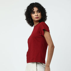 Round neck T-Shirt- Maroon