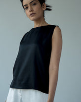 Saltpetre womens wear, indo-western shell top for semi formal, casual, occassional wear. Comfortably elegant woth delivate feminine straps in black colour.